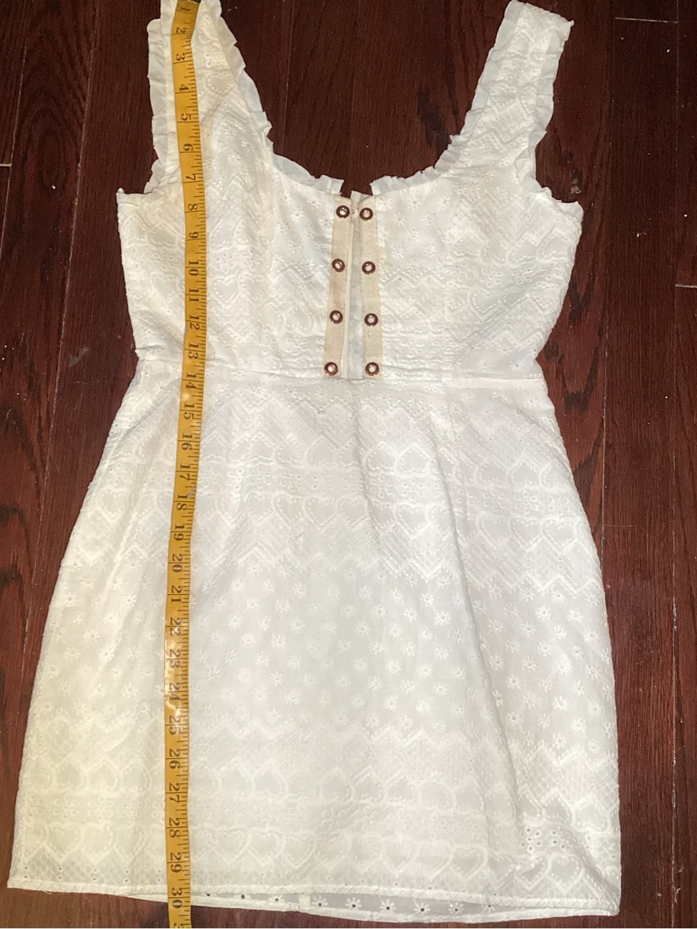 For love and Lemon eyelet mini White Lace-Up Sleeveless Mini Dress small - Picture 7 of 10